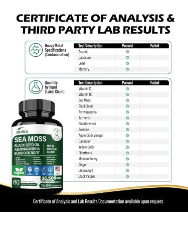 16-in-1 Organic Sea Moss Gel Alternative Capsules Superfood Blend with Ashwagandha, Black Seed Oil, Turmeric, Bladderwrack, Burdock, Elderberry, Manuka, Dandelion, Yellow Dock, Vitamin C & D3 - Buy Online on GoSupps.com