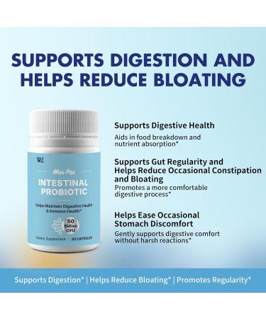MISS PEP Probiotics 50 Billion CFU - 8 Unique Strains + 3 Prebiotics - Immune Digestive & Gut Health - Supports Occasional Constipation Diarrhea Gas & Bloating - Probiotics for Women & Men - 30ct - Buy Online on GoSupps.com