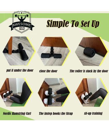 Denlydom Nordic Hamstring Curl Strap: Portable Ab & Leg Exercise Equipment for Fitness Workouts - Adjustable Sit Up Assistant with Door Anchor for Nordic Curls & Spanish Squats - Buy Online on GoSupps.com