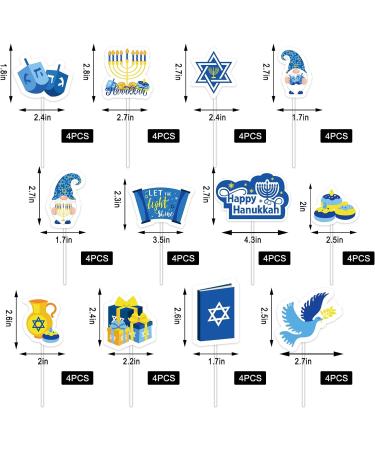 Whaline 48Pcs Happy Hanukkah Cupcake Topper Menorah Star Gnome Cupcake Picks Blue Chanukah Food Picks for Cake Decoration Party Supplies - Buy Online on GoSupps.com