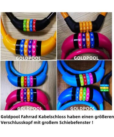 Buy Gold Pool Bicycle Lock for Kids | Colorful 4-Digit Combination Cable Lock - 650x11 mm Pink Kids Bike Lock - Buy Online on GoSupps.com