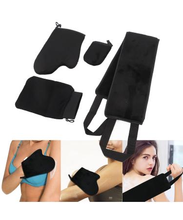 Self Tanning Mitt Applicator Set - Whole Body with Back Strap Super Soft Cloth & Waterproof Film for Perfect Tan - Buy Online on GoSupps.com