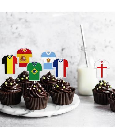 Countries Jersey Dessert Cupcake Topper 18pcs Football Match Soccer World Cup Theme Cake Decor Soccer Theme Boys Girls Baby Shower Party Happy Birthday Decorations - Buy Online on GoSupps.com