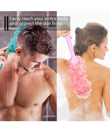 WOBEVB Long Handled Back Scrubber with Soft Nylon Mesh Sponge - Exfoliating Shower Loofah On a Stick for Men and Women - Buy Online on GoSupps.com