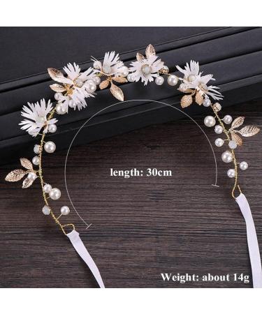 Loekrdos Bridal Headband Wedding Headpiece Princess White Flower Headpiece Pearl Bridal Headband Leaf Hair Vine Flower Wedding Hair Accessories for Flower Girl - Buy Online on GoSupps.com