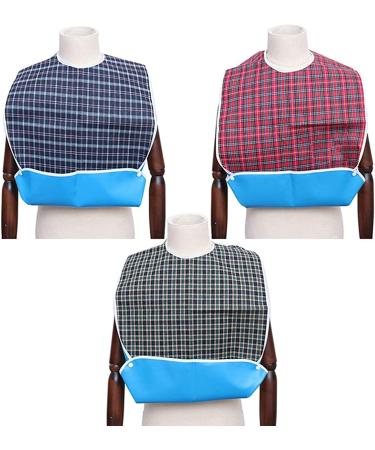 3 Pack Adult Bibs with Crumb Catcher - Washable Large Dining Bibs for Adults - Clothing Protector for Feeding - 31 L x 17 W - Buy Online on GoSupps.com
