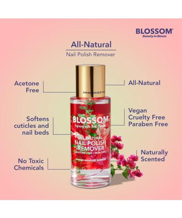 Blossom All Natural Vegan Nail Polish Remover - Scented Flower Infused Acetone Free Organic & Cruelty Free - 2 fl. oz. Made in USA - Buy Online on GoSupps.com