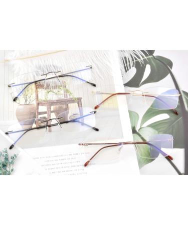 SHINU Rimless Titanium Blue Light Filter Glasses for Men & Women | Lightweight Eyeglasses ANB1024 C2 Gold - International Shipping Available - Buy Online on GoSupps.com