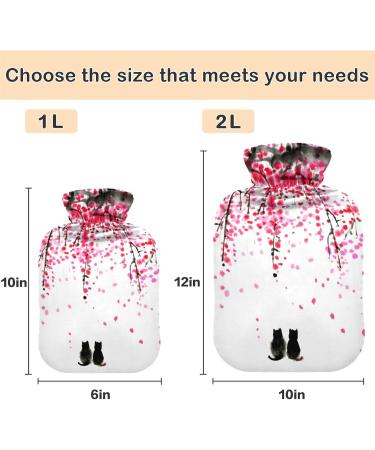NAANLE Cat Under Cherry Tree Hot Water Bottle 1L - Transparent Cover for Menstrual Cramps & Pain Relief | Heat & Cold Therapy - Buy Online on GoSupps.com