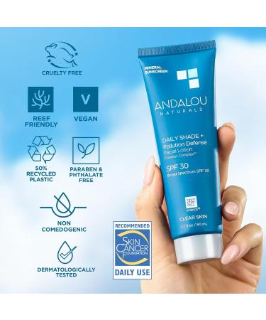 Andalou Naturals Daily Shade Sunscreen SPF 30 | Lightweight Zinc Oxide Mineral Face Lotion | Matte Finish & Pollution Defense 2.7 Fl. Oz - Buy Online on GoSupps.com