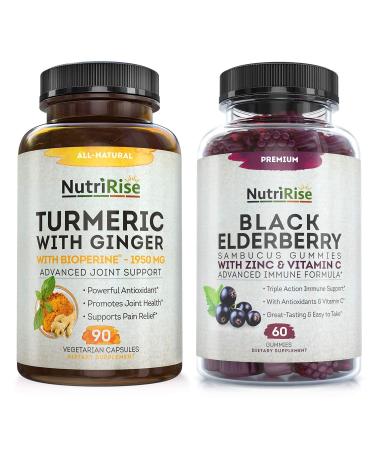 NutriRise Turmeric Curcumin Supplement With Ginger - 90 Capsules