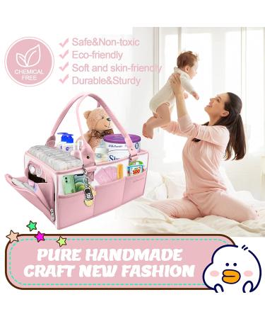 Veoiramc Large Baby Diaper Caddy Organizer - Portable Felt Changing Table Caddy for Boys and Girls in Pink - Buy Online on GoSupps.com