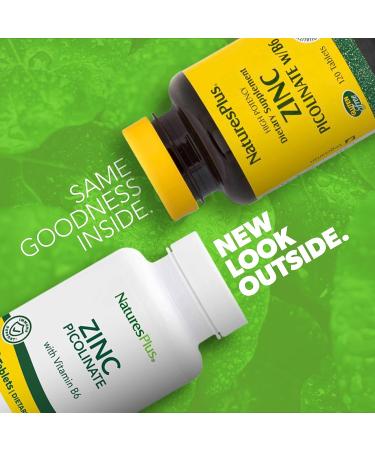 NaturesPlus Zinc Picolinate Complex with B6 30mg - 120 Vegetarian Tablets | Immune Support with Vitamin B6 & Brown Rice Protein - Gluten-Free | Free Radical Defense & Overall Health - 120 Servings - Buy Online on GoSupps.com