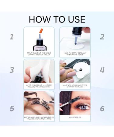 Sensitive Eyelash Glue Kit - Long Lasting Waterproof Low Fume Cluster Lash Glue for Self & Professional Use (5ml Black - Buy Online on GoSupps.com