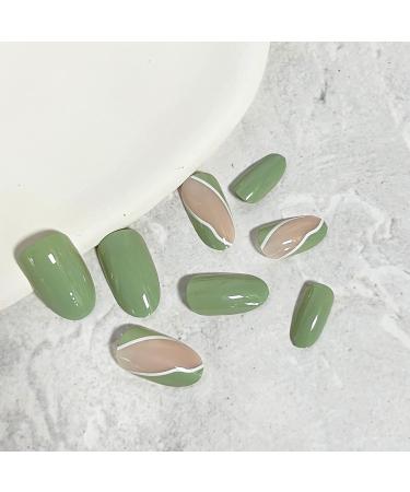 St. Patrick's Day Green Almond Shaped Acrylic Press on Nails - Full Cover False Nails for Women and Girls | Almond Nail A8 - Buy Online on GoSupps.com
