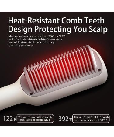 Hair Straightener Brush | 5 Temp Ring Comb for Women | Auto-Off Safety & Anti-Scald | Fast Heating & Dual Voltage - Beige - Buy Online on GoSupps.com