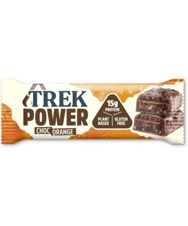 TREK Chocolate Orange Protein Power Bar 55g x 16 - Plant Based, Gluten Free, Vegan Snack - Buy Online on GoSupps.com