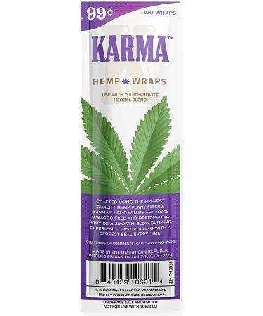 Karma Hemp Natural Wraps - Non GMO - 2 Wraps Per Pack - 25 Pack Display (Purple Chill) - Buy Online on GoSupps.com