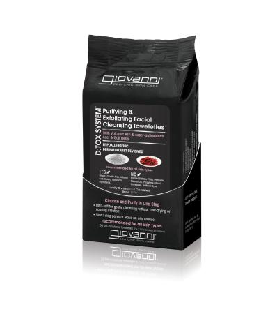Giovanni Facial Cleansing Towelettes - Dermatologist Tested D:Tox System, 30 Count (Pack of 1)