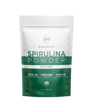 Spirulina Powder Organic 225g - 64 Servings 3.5g Serving Size - USDA Certified - RAW Nutrient Dense Over 70% Protein Per Serving - Purest Source Vegan Protein - Superfood