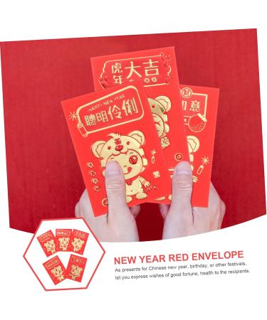 TEHAUX 30Pcs Red Envelope red Exquisite Red Envelopes Zodiac Tiger Spring Props Envelope Party Supplies Hundred Yuan Delicate Coated Paper Greeting Card Lucky Lucky Money Packet Red 11.5X8.2X0.01CM - Buy Online on GoSupps.com