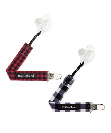 BooginHead Baby Newborn PaciGrip Pacifier Clip - Red/White Plaid (2-Pack) - Buy Online on GoSupps.com