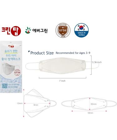 Buy Evergreen Clean 3D KF-94 Kids Face Masks (Pack of 10) - Premium 3-Layer Filters Age 3-9 Made in Korea - International Shipping Available - Buy Online on GoSupps.com