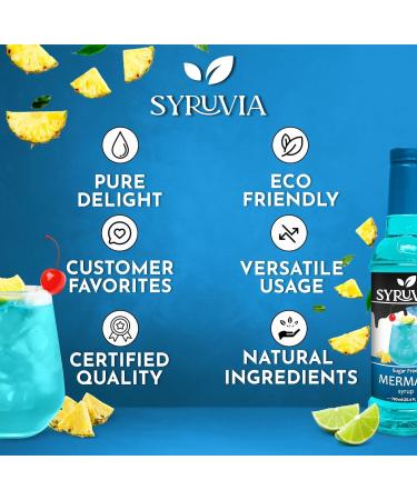 Syruvia Mermaid Sugar-Free Syrup - 0 Calorie - Premium Flavoring Syrup for Tea Italian Sodas Beverages Desserts Ice Cream Cocktails & Mocktails - Kosher Gluten Free - 25.4 fl oz. Sugar-Free Mermaid - Buy Online on GoSupps.com