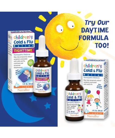 NatraBio Children's Cold & Flu Nighttime Relief - 1 fl oz (30 ml) - Buy Online on GoSupps.com
