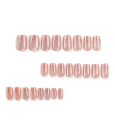 Brown Glossy Cat Eye Press-On Nails Set - 24-Pieces 12 Shapes Reusable Glue & Accessories Included - Perfect for Daily Wear & Special Occasions - Buy Online on GoSupps.com
