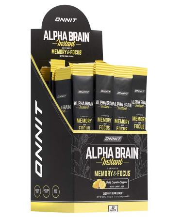 ONNIT Alpha Brain Instant - Meyer Lemon Flavor - Nootropic Brain Booster Memory Supplement - Brain Support for Focus, Energy & Clarity - Alpha GPC Choline, Cats Claw, L-Theanine, Bacopa - 30ct