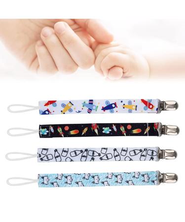 4 Pack Baby Schnuller Clips - Durable Polyester Tape & Metal Clips for Pacifiers - Toddler Nipple Holder Set - Buy Online on GoSupps.com