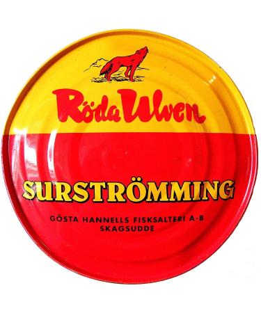 Surstr mming Original Hering - Fish made of can - R da Ulven 300g dose - Swedish specialty - Made in Sweden - The original - 1 can