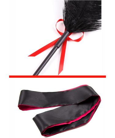 French Feather Blindfold Eye Satin Mask Set | Red Feather French Crop | Faux Feather Eye Mask - Buy Online on GoSupps.com