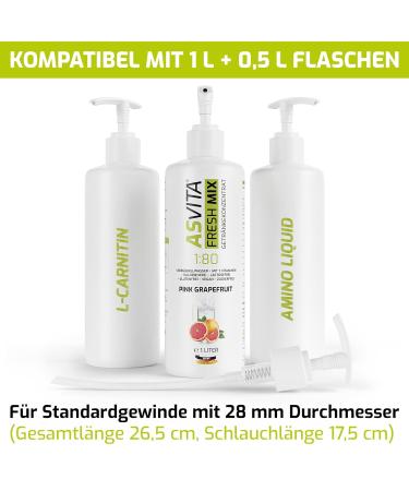 ASVITA FRESH MIX Concentrate Dosing Pump - 1L Bottle Dispenser for 500ml-1000ml - 28mm Thread Food Safe for Beverage Syrups - Buy Online on GoSupps.com