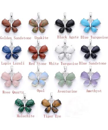 Crystal Rough Natural Quartz 1pc Butterfly Formed Pendant Amethyst Natural Crystals Tiger Eye geman Opal Stone for Women Gift Necklace Jewelry (Size : Blue Sandstone) - Buy Online on GoSupps.com