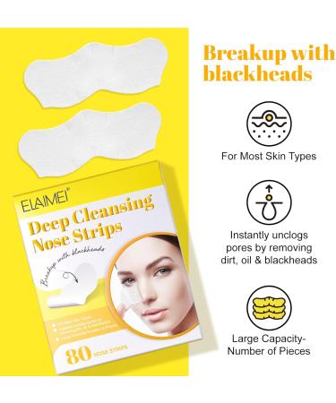 Nose Strips 80PCS Blackhead Remover Bamboo Charcoal Deep Cleansing Pore Strips - Suitable for All Skin Types - Men & Women - Buy Online on GoSupps.com
