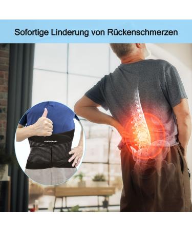 Surpown Back Support Belt - Breathable Back Band for Men & Women | Relieve Back Pain & Stabilize Lumbar Spine | Injury Prevention | Black L - Buy Online on GoSupps.com