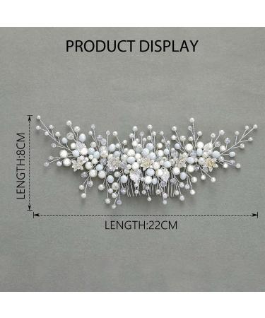 Vakkery Silver Pearl Crystal Wedding Hair Comb - Bridal Hairpiece & Flower Headpiece for Brides & Bridesmaids - Buy Online on GoSupps.com