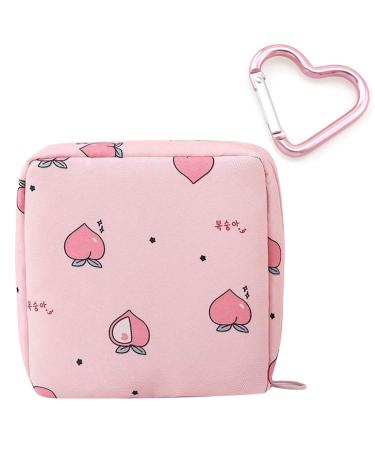 Adorable Pink Peri - Storage Bag for Sanitary Napkin Pads | Portable for Women Girls | Made of Nylon + Washable + Waterproof Reusable | Zero Waste Period (Peach)