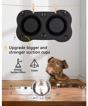 Canple Stainless Steel Dog Bowl with No-Spill Silicone Mat - 12 oz - Non-Skid, Strong Suction Cup - Waterproof Pet Feeder for Small, Medium, Large Dogs - Black - Buy Online on GoSupps.com