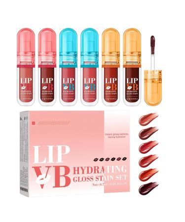 Lip Tint - 4.7ml x 6 Gloss Bottles Shaping Volume Effect Non-Sticky Nourishing Makeup for Active Women