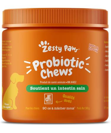Zesty Paws Probiotic Chews for Dogs - Gut Flora & Immune System Support - Premium DE111 Bacillus subtilis - Pumpkin Flavour - 90 Count Pumpkin 90 Count - Buy Online on GoSupps.com