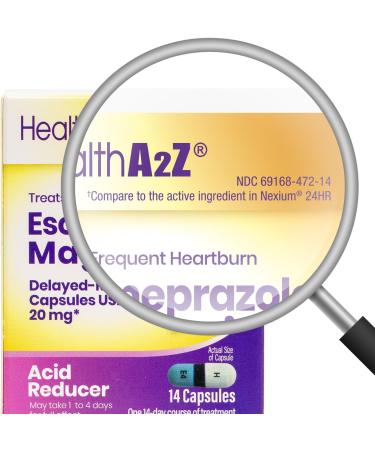 HealthA2Z Esomeprazole Magnesium 20mg Acid Reducer Bundle | 14 Count + 42 Count | Delayed-Release Capsules USP | 24-Hour Protection | Treats Frequent Heartburn Occurring 2 or More Days per Week - Buy Online on GoSupps.com