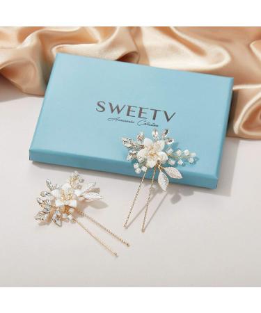 SWEETV Handmade Beaded Wedding Hair Pins | Bridal Hair Accessories for Wedding | Brides & Bridesmaids Hair Pieces - Buy Online on GoSupps.com