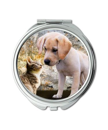 YENDOSTEEN Mirror Compact Mirror Animals Dog Cat Puppy Young Playful Curiosity Pocket Mirror portable mirror
