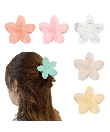 WUBAYI 6 Pcs Flower Hair Clips Non Slip Flower Claw Clips Strong Hold Hair Claw Large Hair Clip for Medium Thick Hair Hair Claw Clips for Women and Girls Straight Curly & Wavy Hair #004 6PCS