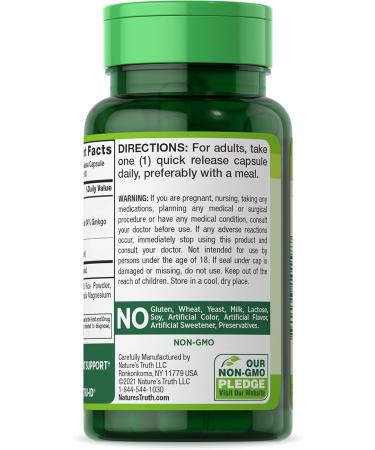 Nature's Truth Ginkgo Biloba 120mg & Bacopa Extract 100 Count (Pack of 1) - Buy Online on GoSupps.com