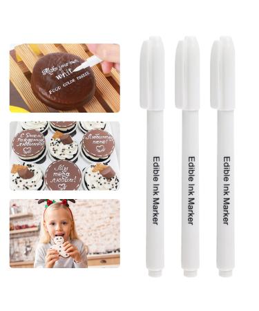 White Edible Markers 3Pcs White Food Grade Coloring Pens Edible Pen for DIY Decorating Cookies Cakes Fondant Desserts White 1.00 g (Pack of 1)