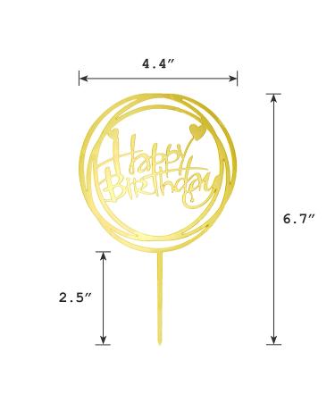 6-Pack Gold Birthday Cake Topper Set  Double-Sided Glitter  Acrylic Happy Birthday Cake Toppers /Cupcake Toppers  Birthday Decorations for Children or Adults. 6Pack-Gold2 - Buy Online on GoSupps.com